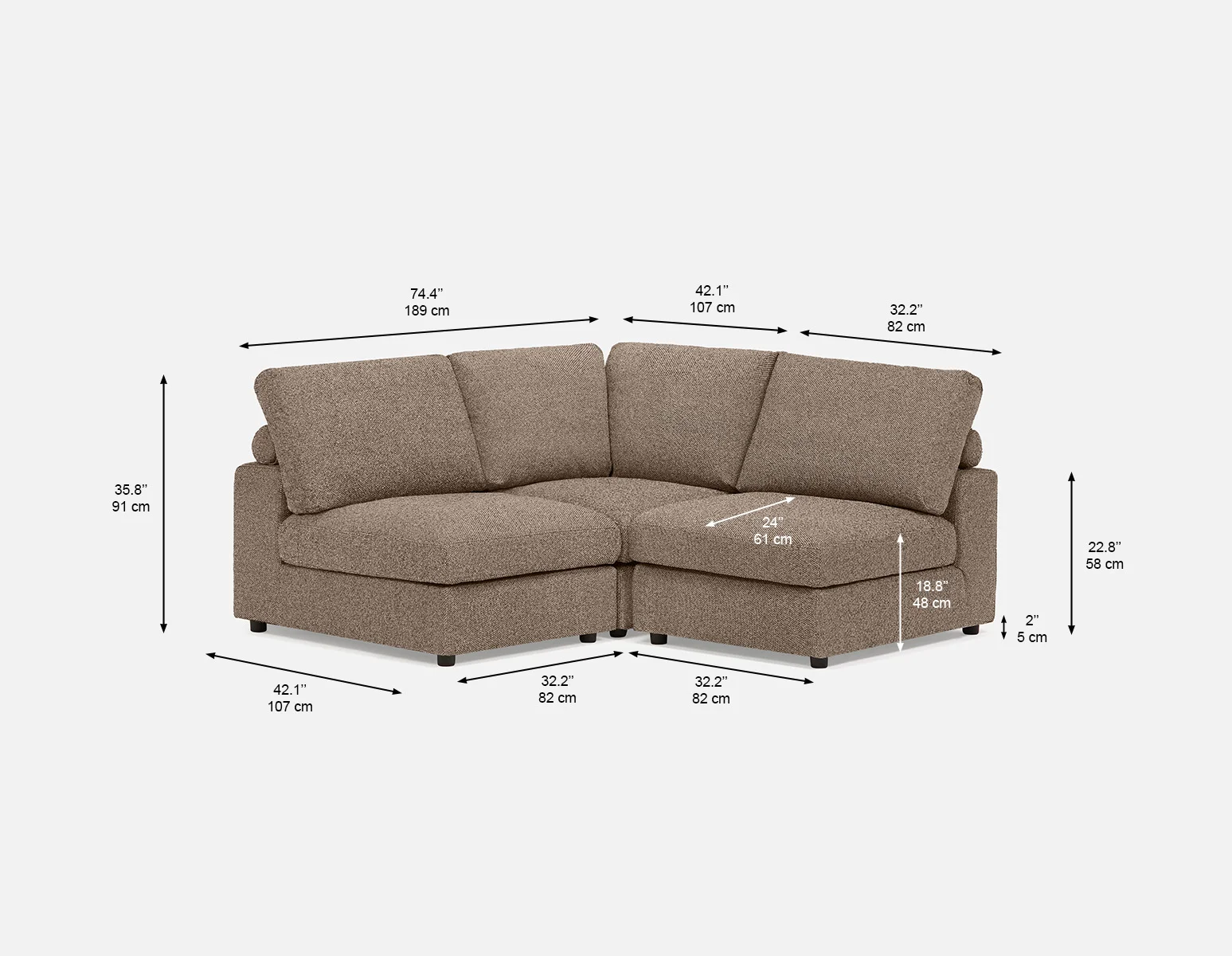 OLISA — 3-pc modular interchangeable sofa (88-72-42-52) - Image 8
