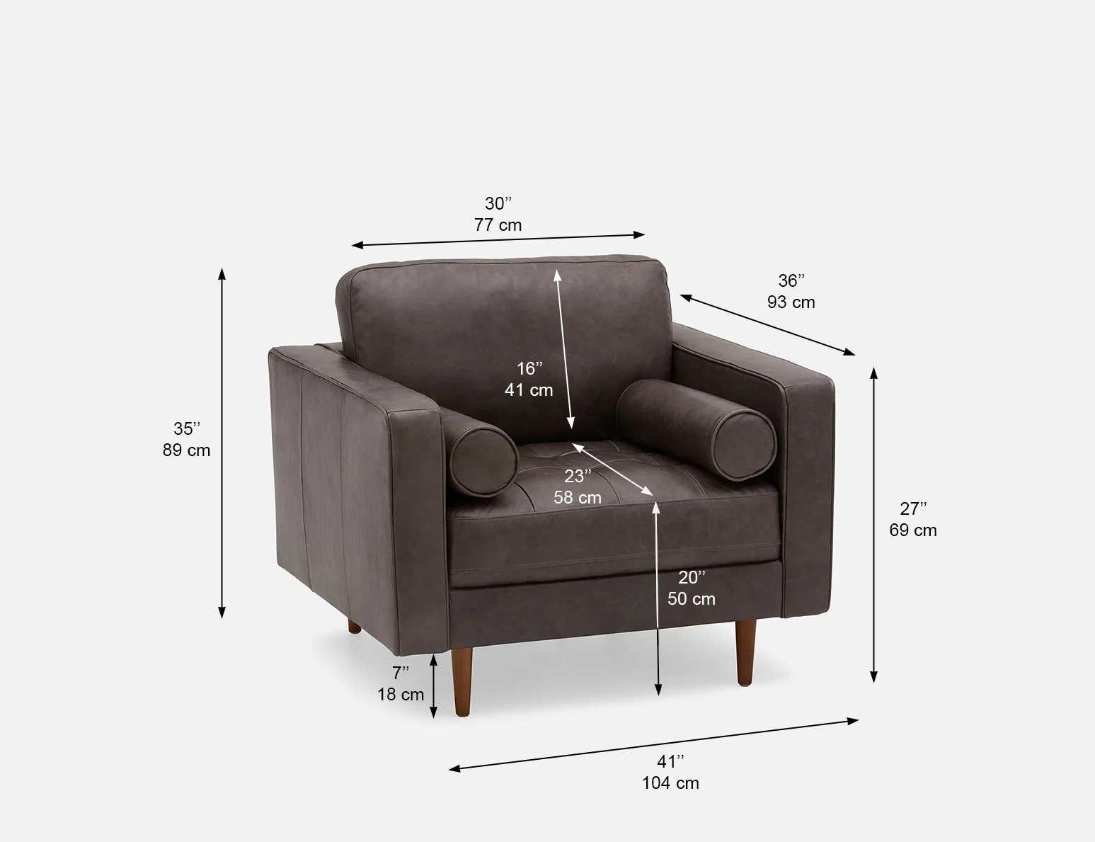 KINSEY — 100% leather armchair (59-04-04-30) - Image 6