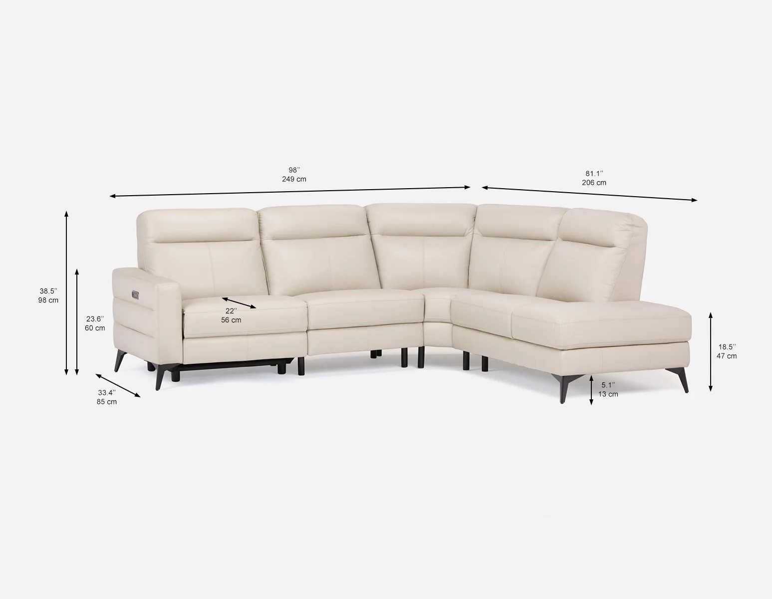 BILLIE — Right-facing 100% leather power reclining sectional sofa (39-01-98-88) - Image 14