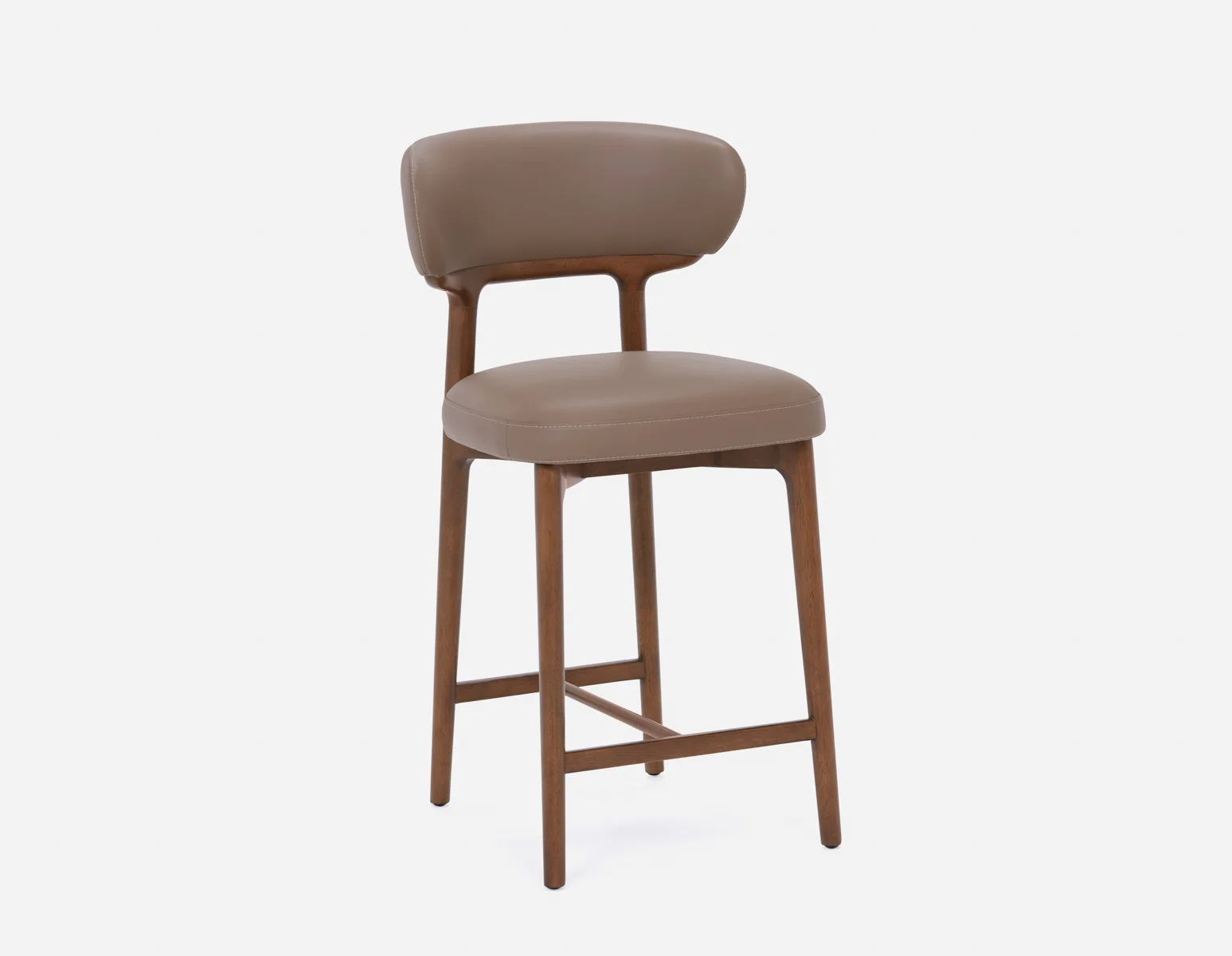 SEVILLE — 100% leather mid-century counter stool 66cm (45-12-99-93) - Image 14