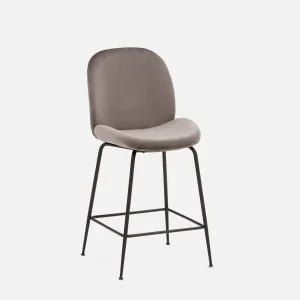 JUDITH — Velvet counter stool with backrest 68 cm (77-45-45-30)