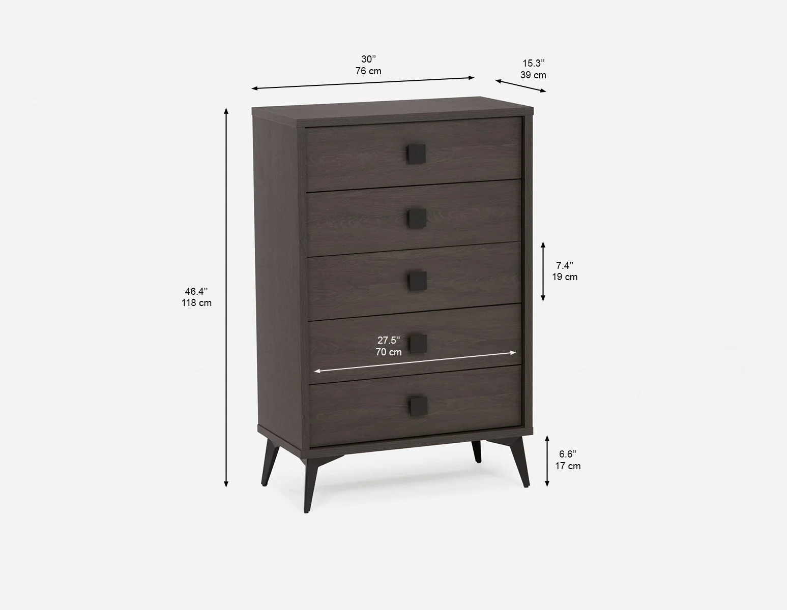 KIERA — Mid-century modern 5-drawer chest (35-85-30-20) - Image 12