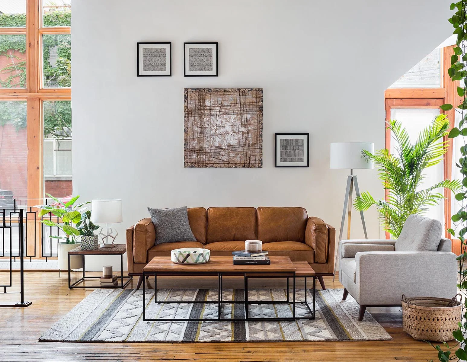 ROWAN — Mid-century modern 100% leather 3-seater sofa (19-46-33-49) - Image 8