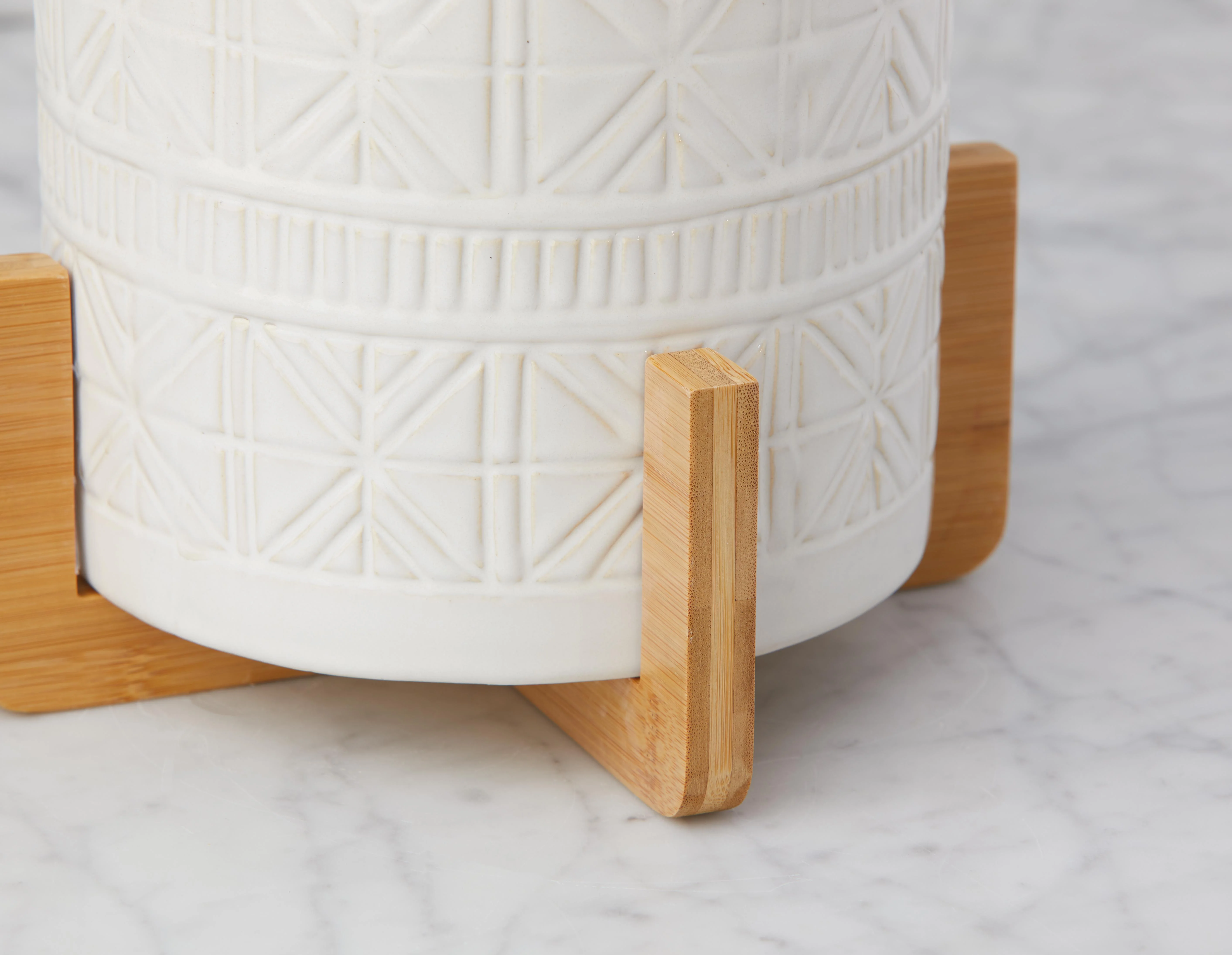 BOLANOW — Ceramic planter with bamboo stand 24 cm - Image 5