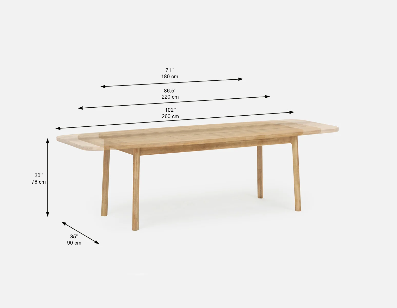 DALTON — Rustic farmhouse extendable acacia wood dining table 180cm - Image 17