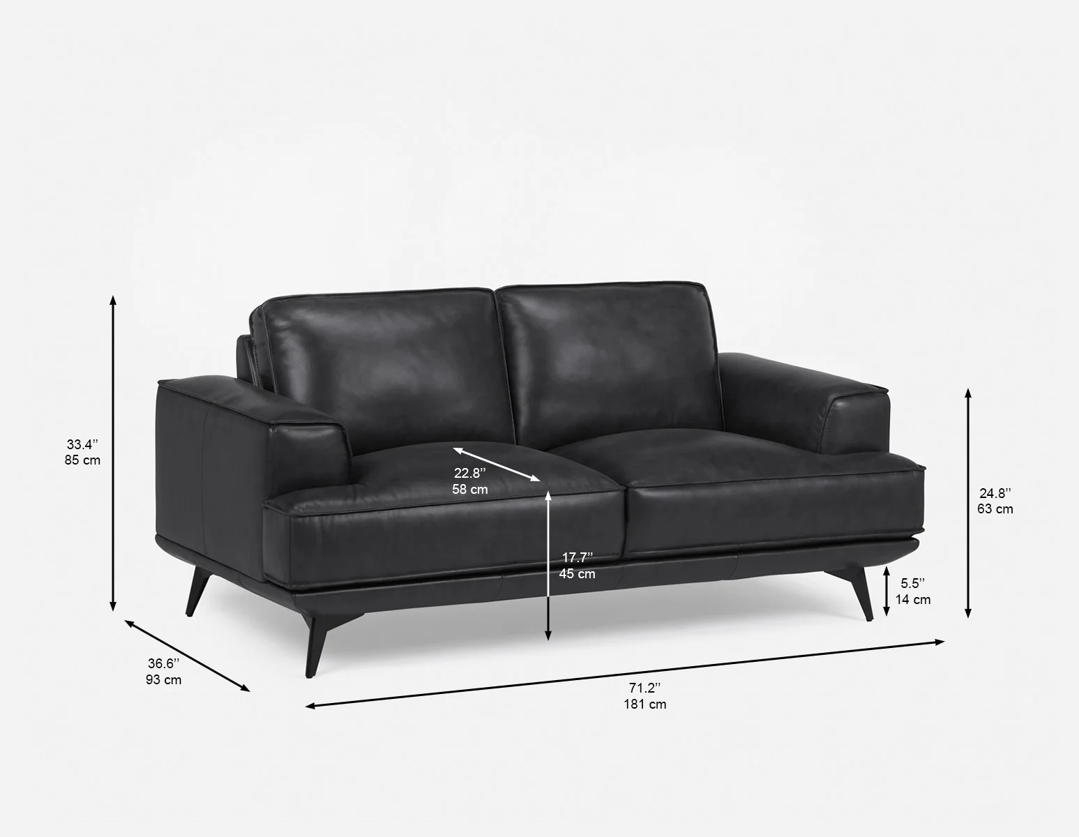 ALPHA — 100% leather mid century loveseat (68-16-19-20) - Image 10