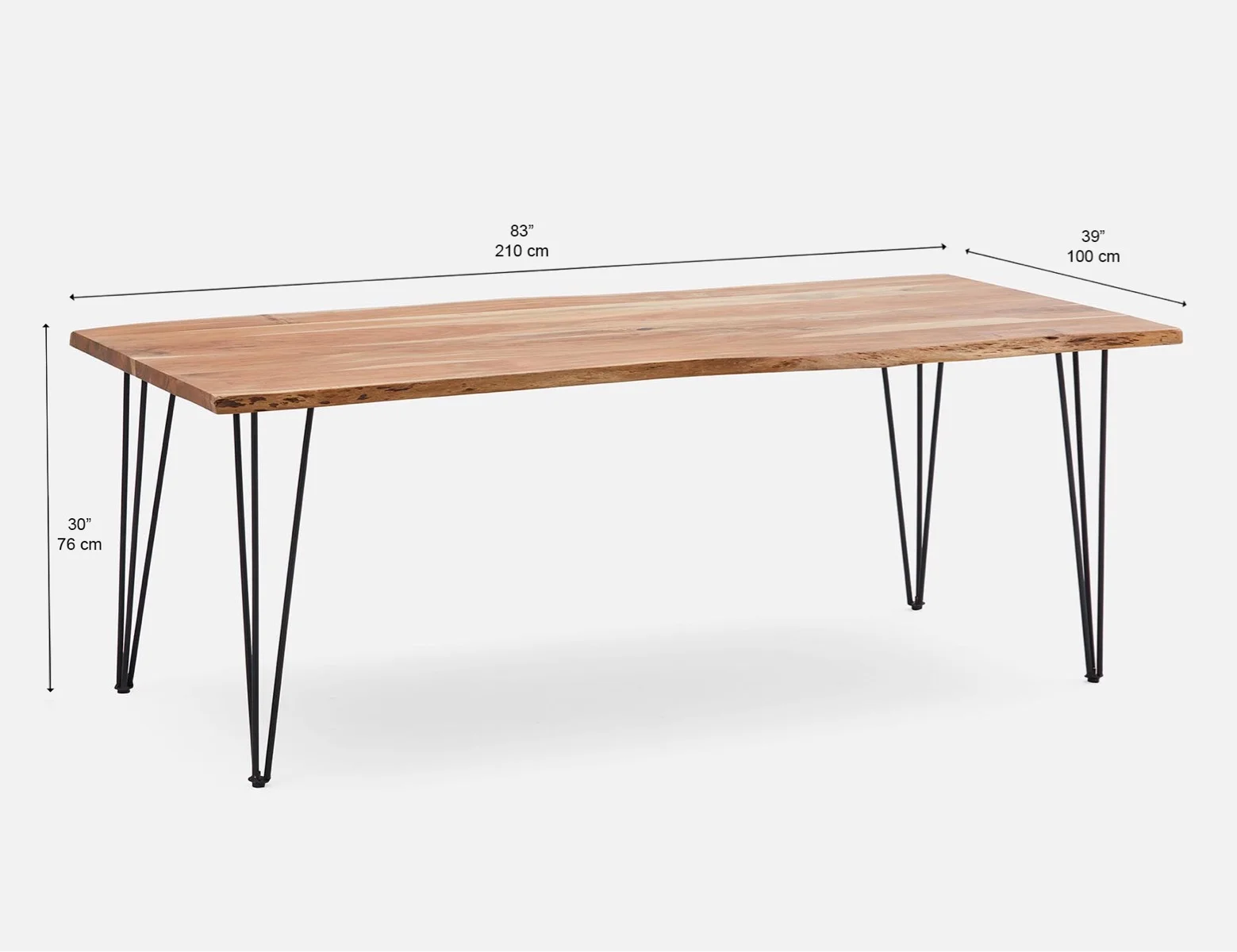 RENO — Solid acacia large wood dining table 210 cm - Image 8