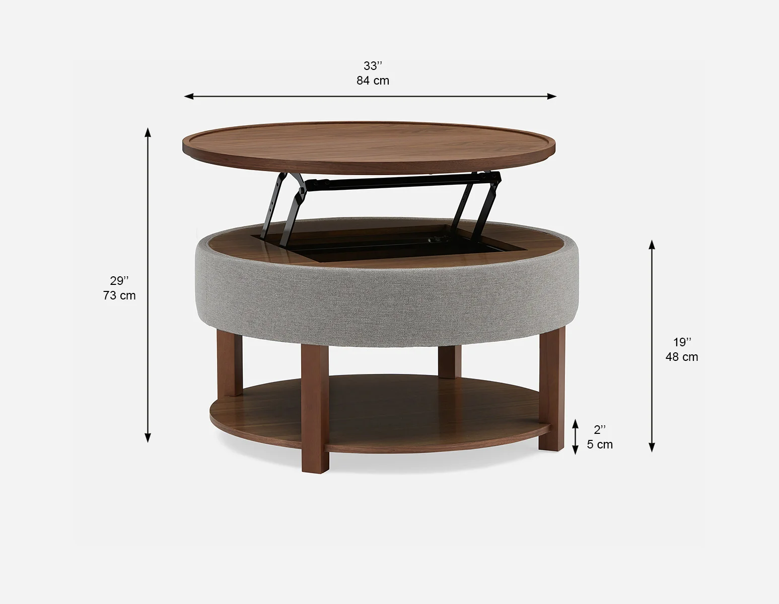 DAMIAN — Wood veneer lift-top coffee table with storage 84 cm - Image 7