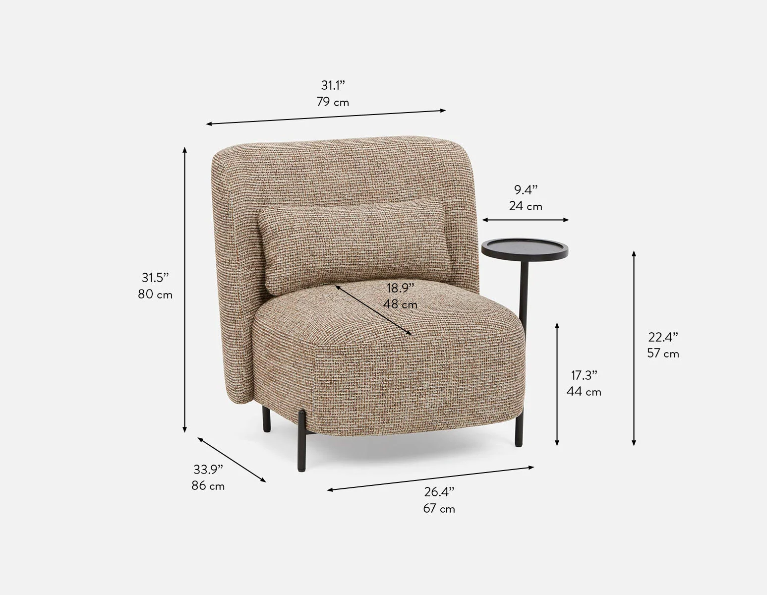 STIOLO — Accent chair with interchangeable drink stand (96-63-18-96) - Image 14