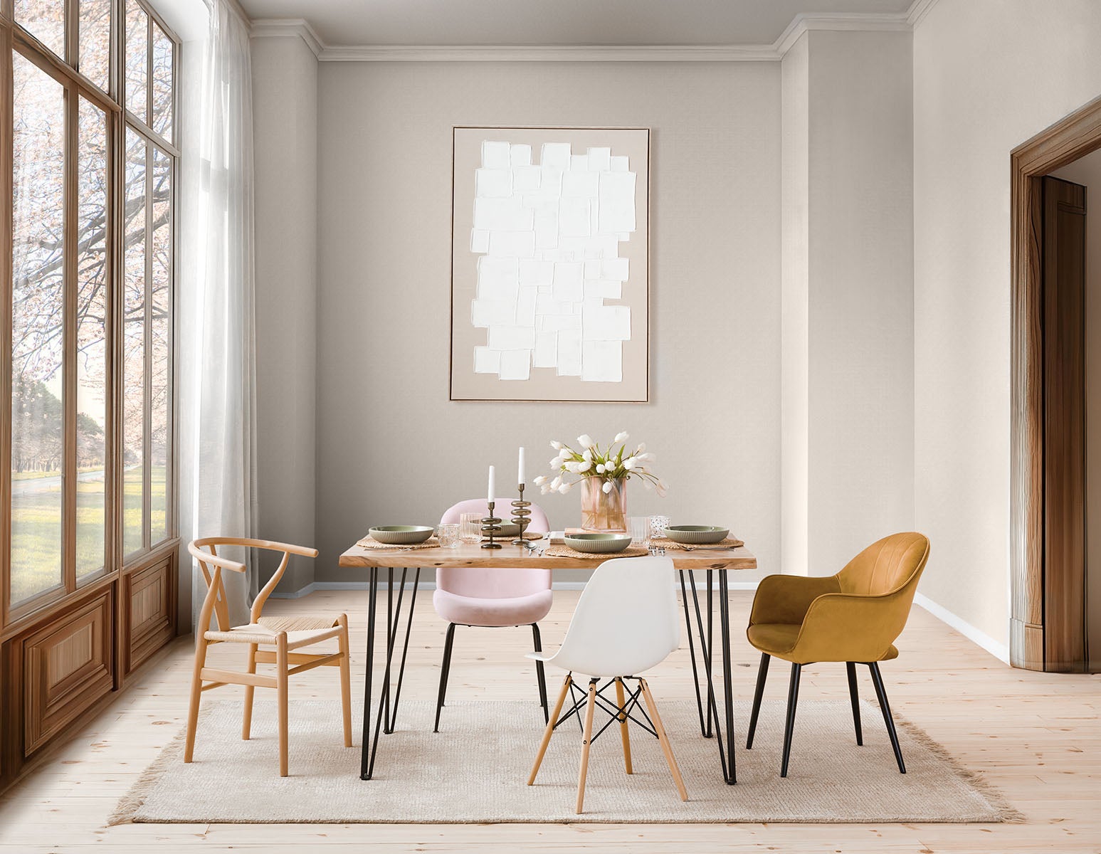 RENO — Solid acacia wood dining table 140 cm