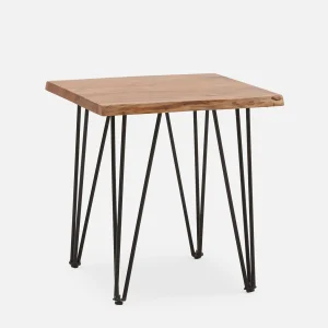 RENO — Solid acacia wood end table 60 cm
