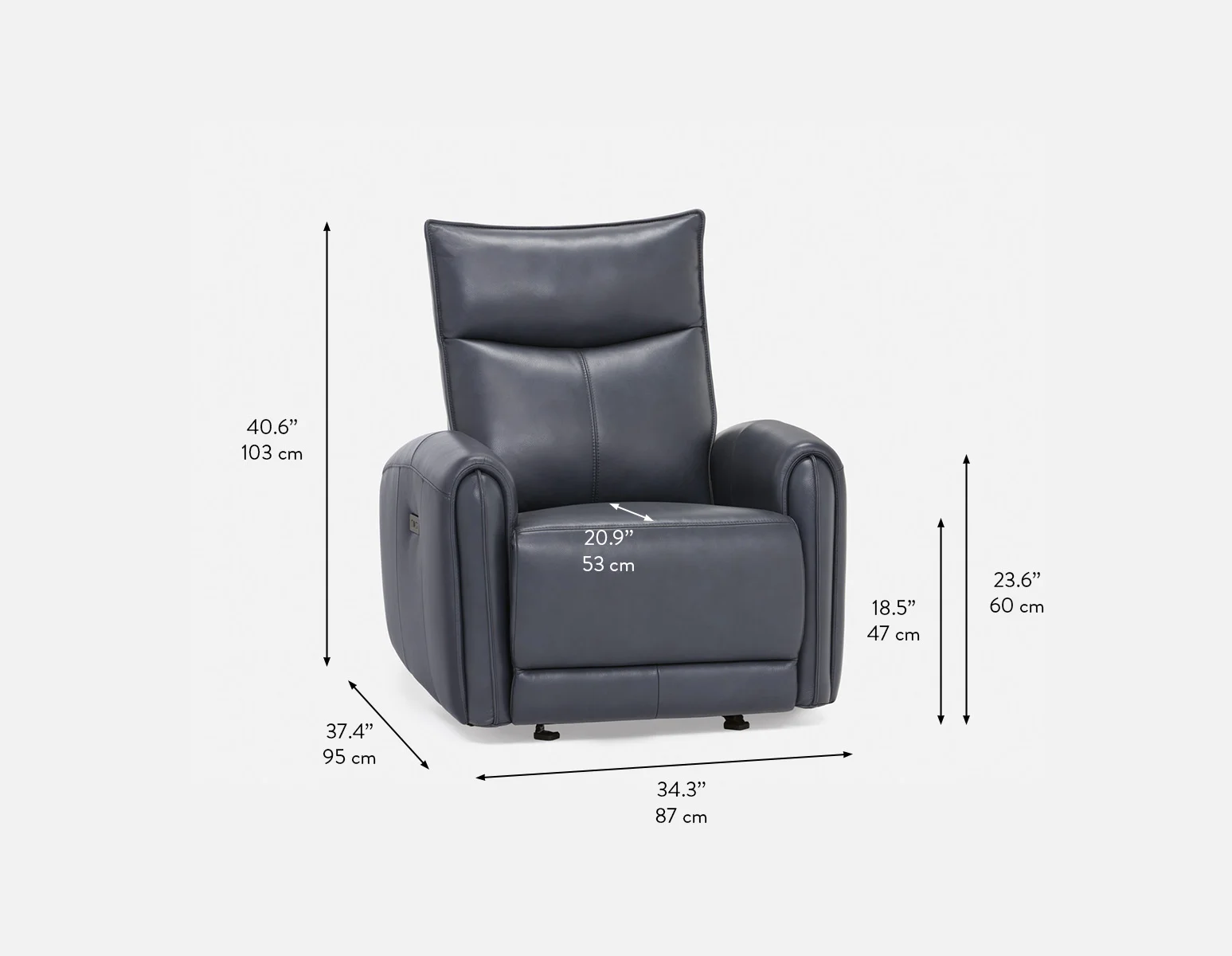 CALVERO — Contemporary power-reclining and glider 100% leather armchair with usb port (84-12-10-60) - Image 15