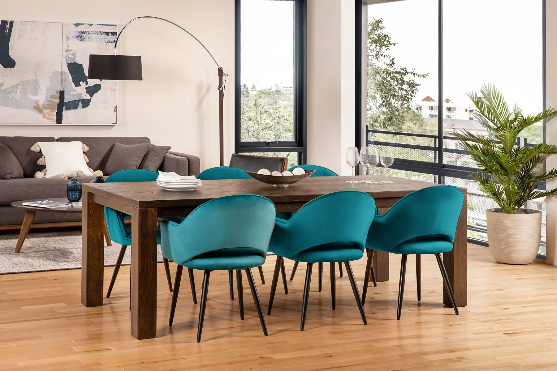 BAILEY — Contemporary velvet dining armchair (67-16-44-60) - Image 7