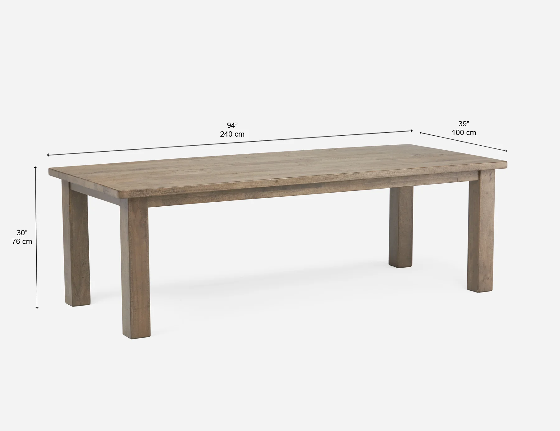 EPIRUS — Solid mango wood large dining table 240 cm - Image 8
