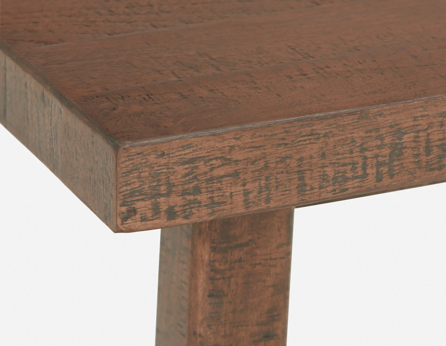 THESSALIA — Rustic farmhouse distressed solid mango wood dining table 150 cm (22-54-73-96) - Image 5