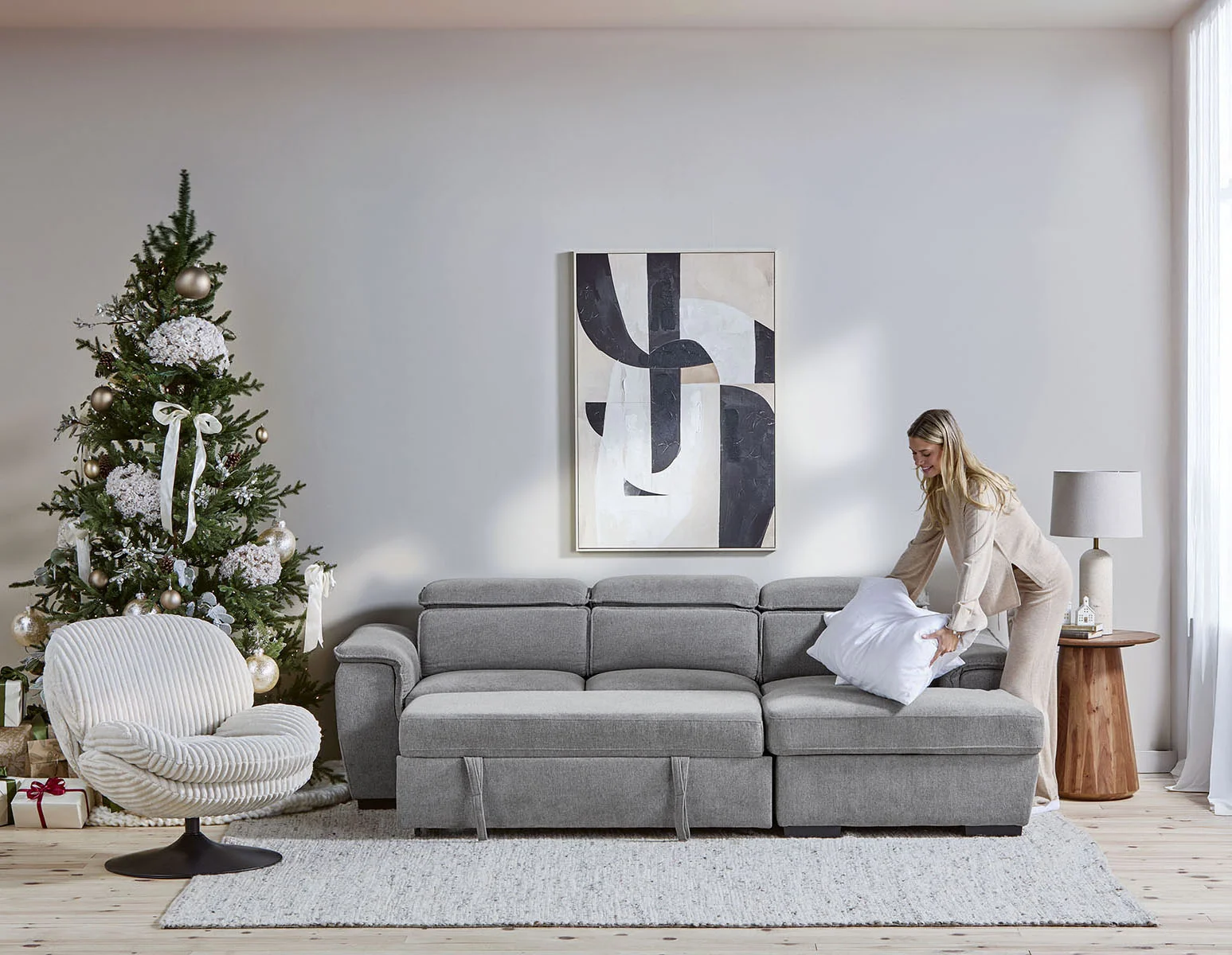 ODETTE — Contemporary right-facing sectional sofa-bed with storage (85-58-17-30) - Image 18