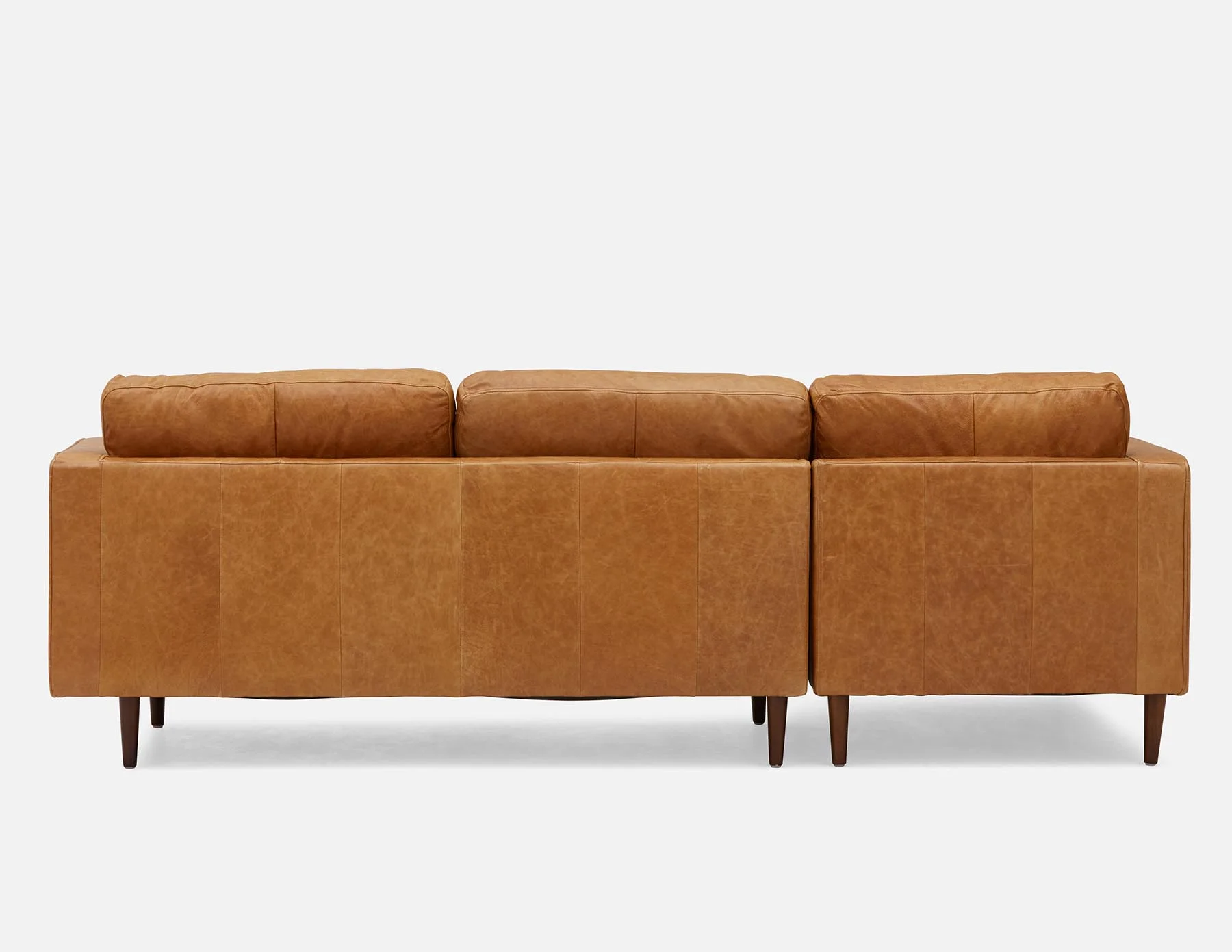 KINSEY — Mid-century modern left-facing 100% leather sectional sofa - Image 3