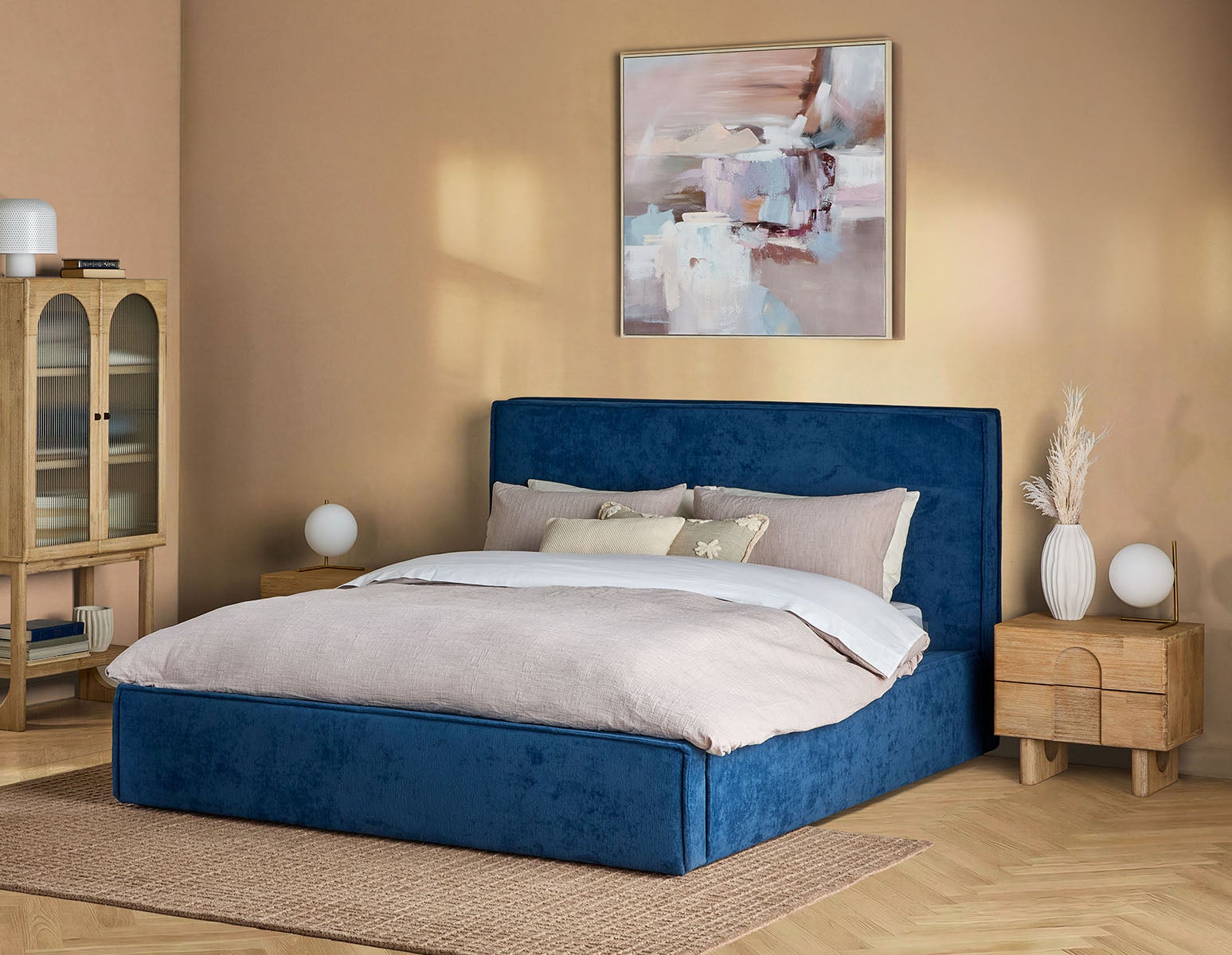 SORGUE — Upholstered king size bed with storage (60-70-51-60)