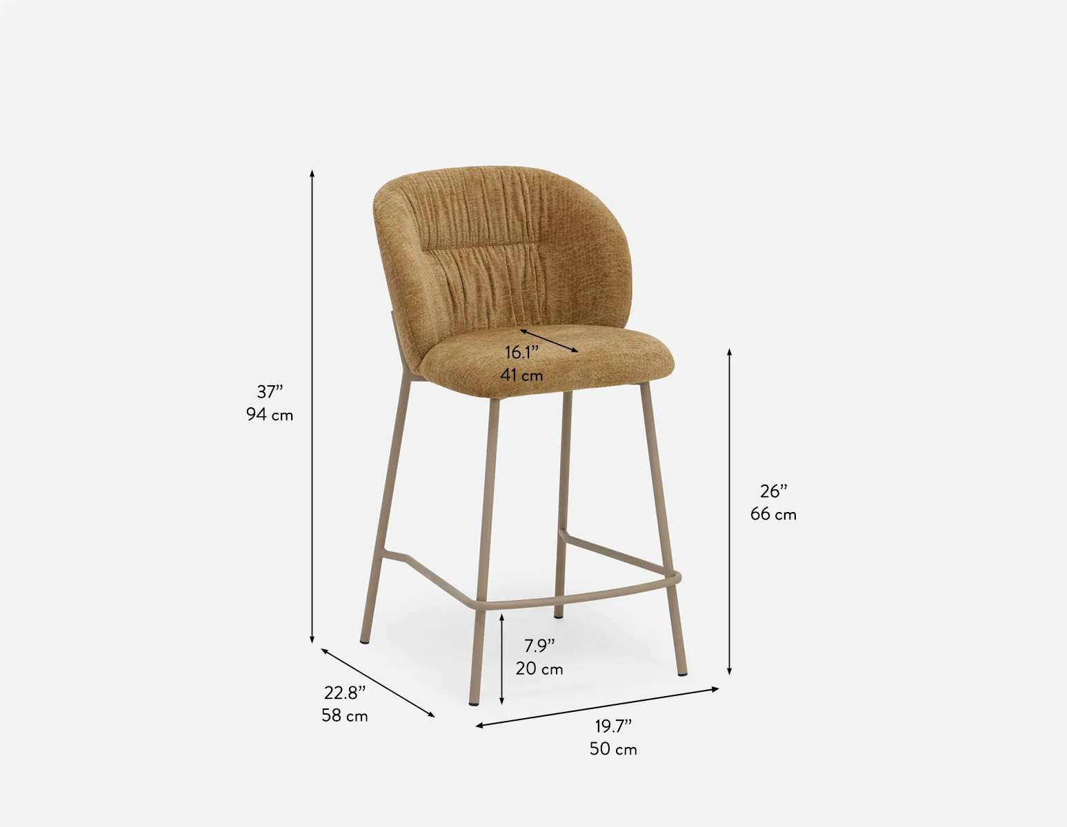 ELODI — Contemporary counter stool with backrest 66cm (14-99-54-96) - Image 11