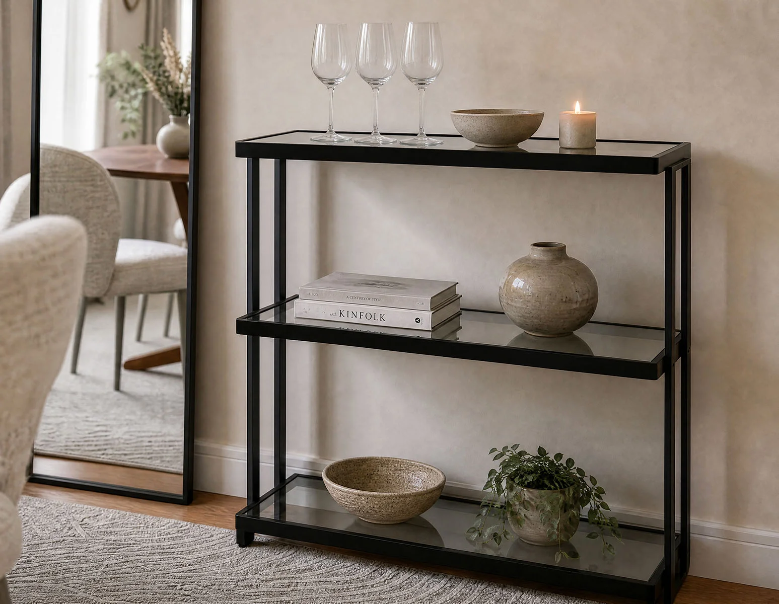 AGLAYA — 3-Tier tempered Glass Shelves 84cm (88-97-08-20-D)