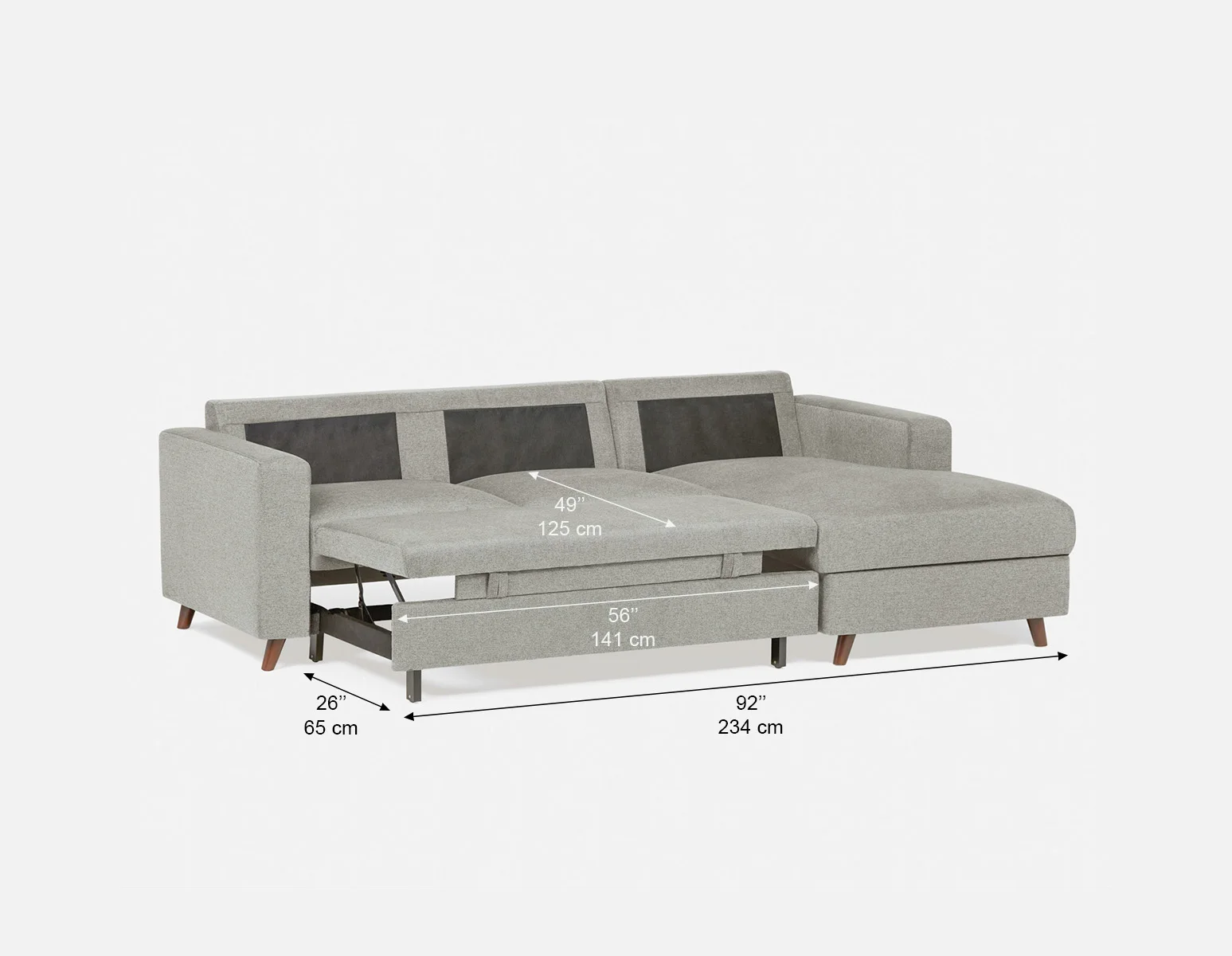 RENEE — Mid-century modern left-facing sectional sofa-bed with storage (91-23-69-30) - Image 13