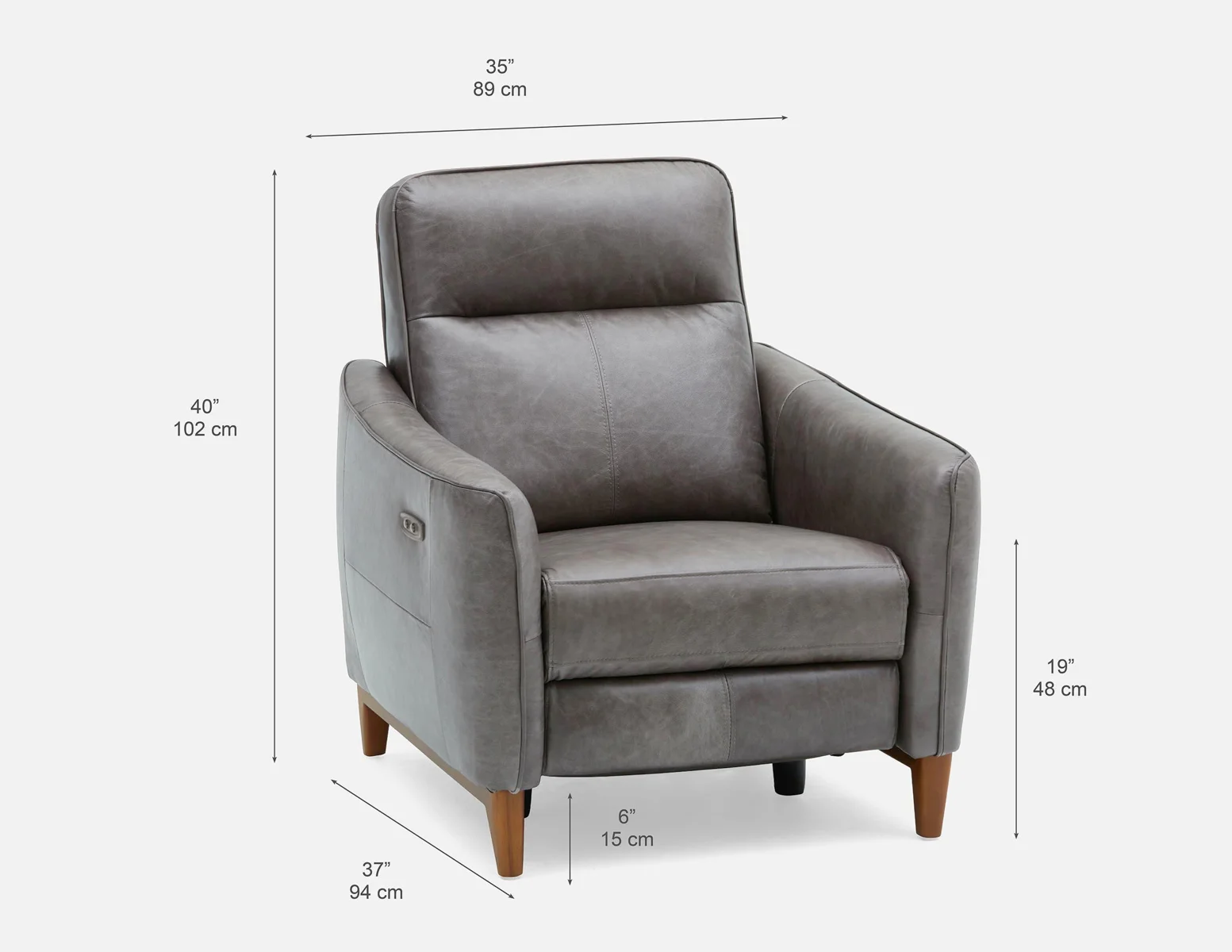 PALMER — Contemporary modern power-reclining 100% leather armchair (03-96-81-30) - Image 7