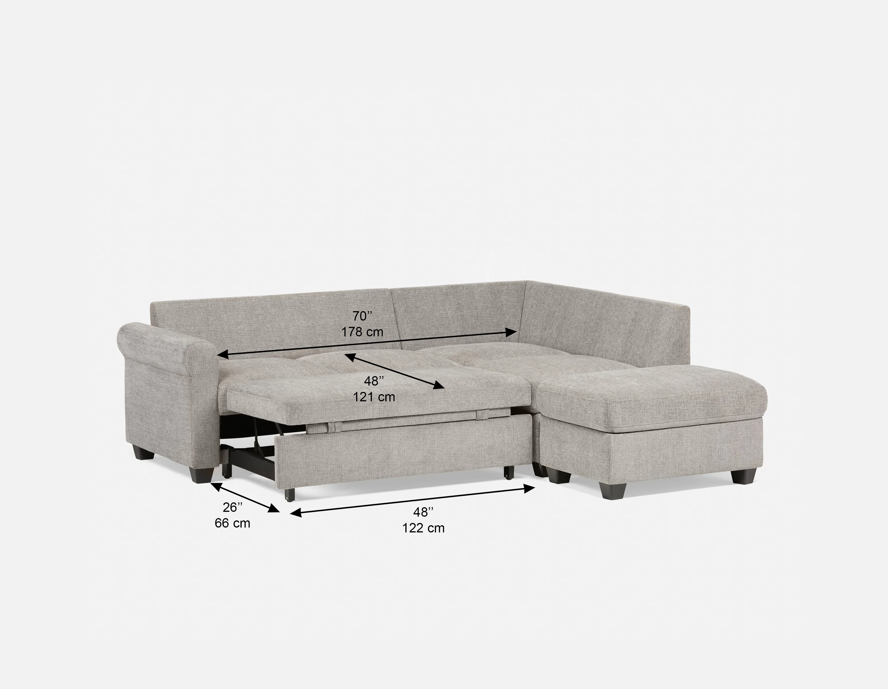 DELPHINE — Traditional left-facing sectional sofa-bed with storage (45-46-23-30) - Image 14