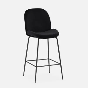 JUDITH — Velvet bar stool with backrest 78 cm (77-61-12-20)