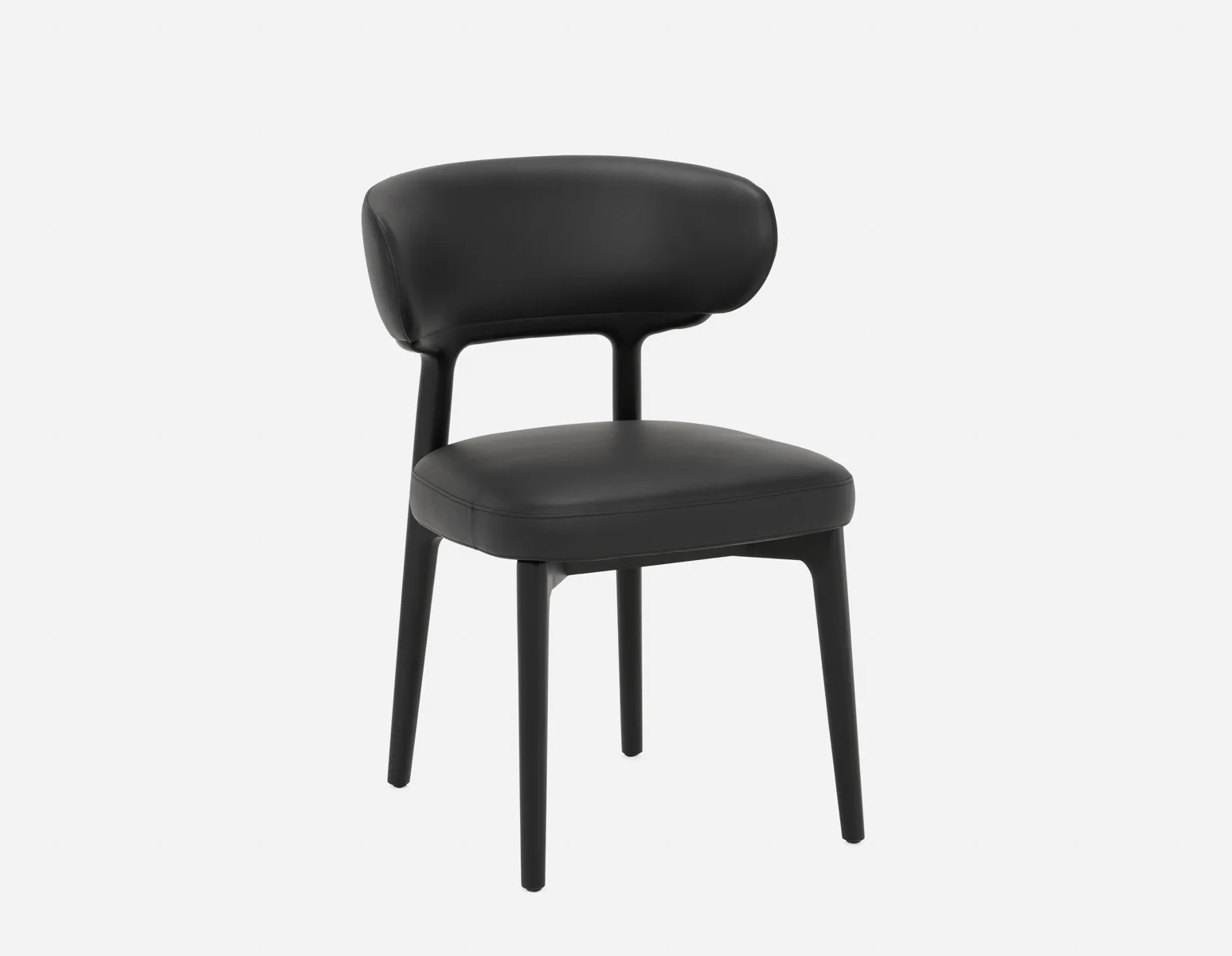 SEVILLE — 100% leather mid-century dining chair (48-33-04-20) - Image 2