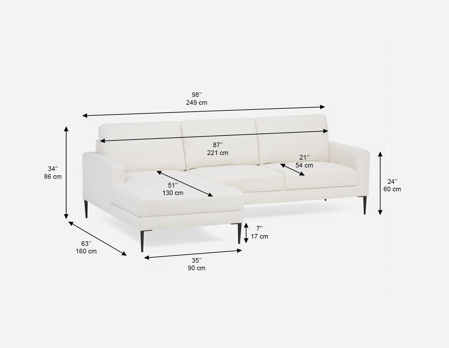 TERESA — Contemporary left-facing sectional sofa (96-78-29-46) - Image 9