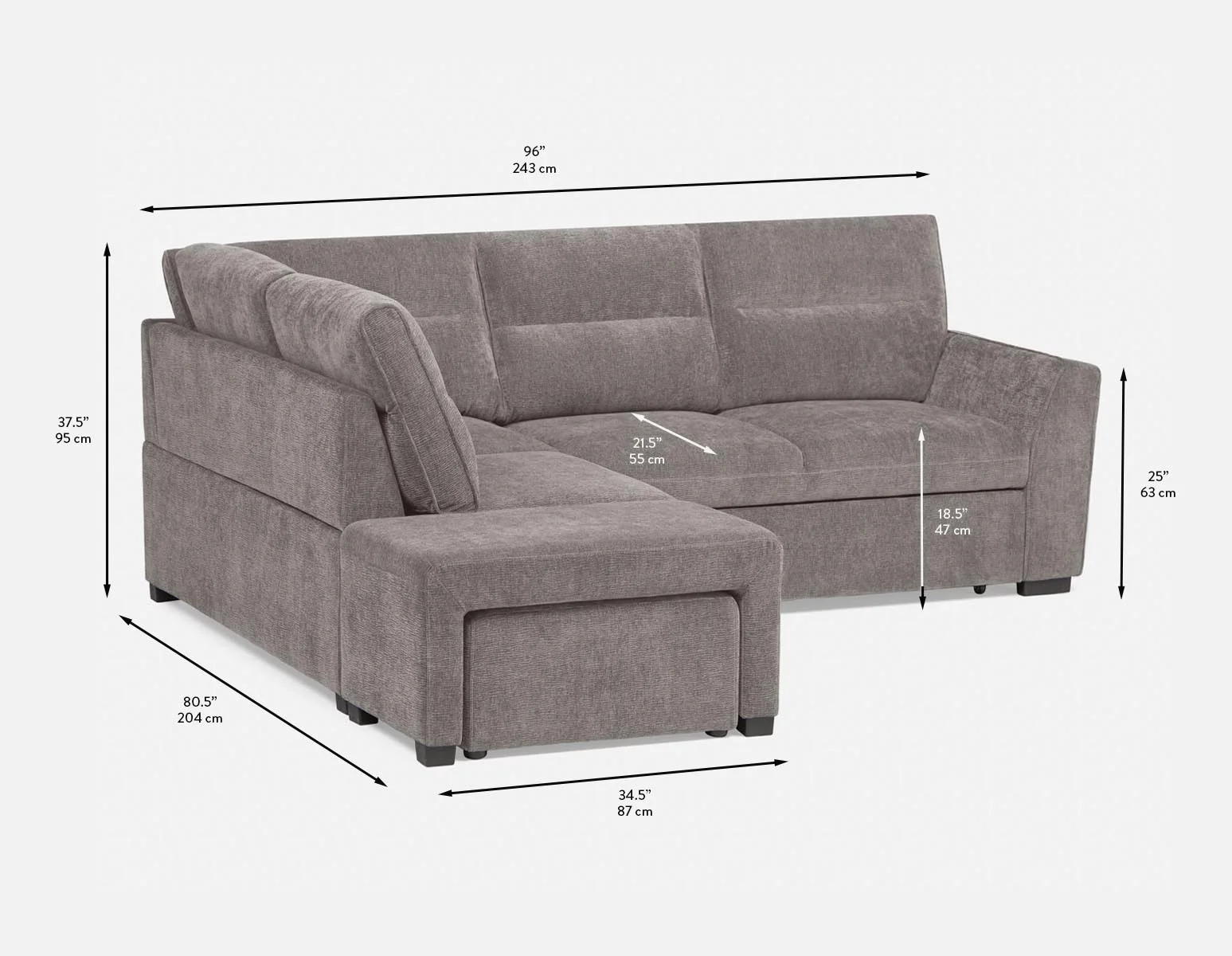 MINNESOTA — Left-facing sectional sofa-bed with storage (12-24-39-30) - Image 14