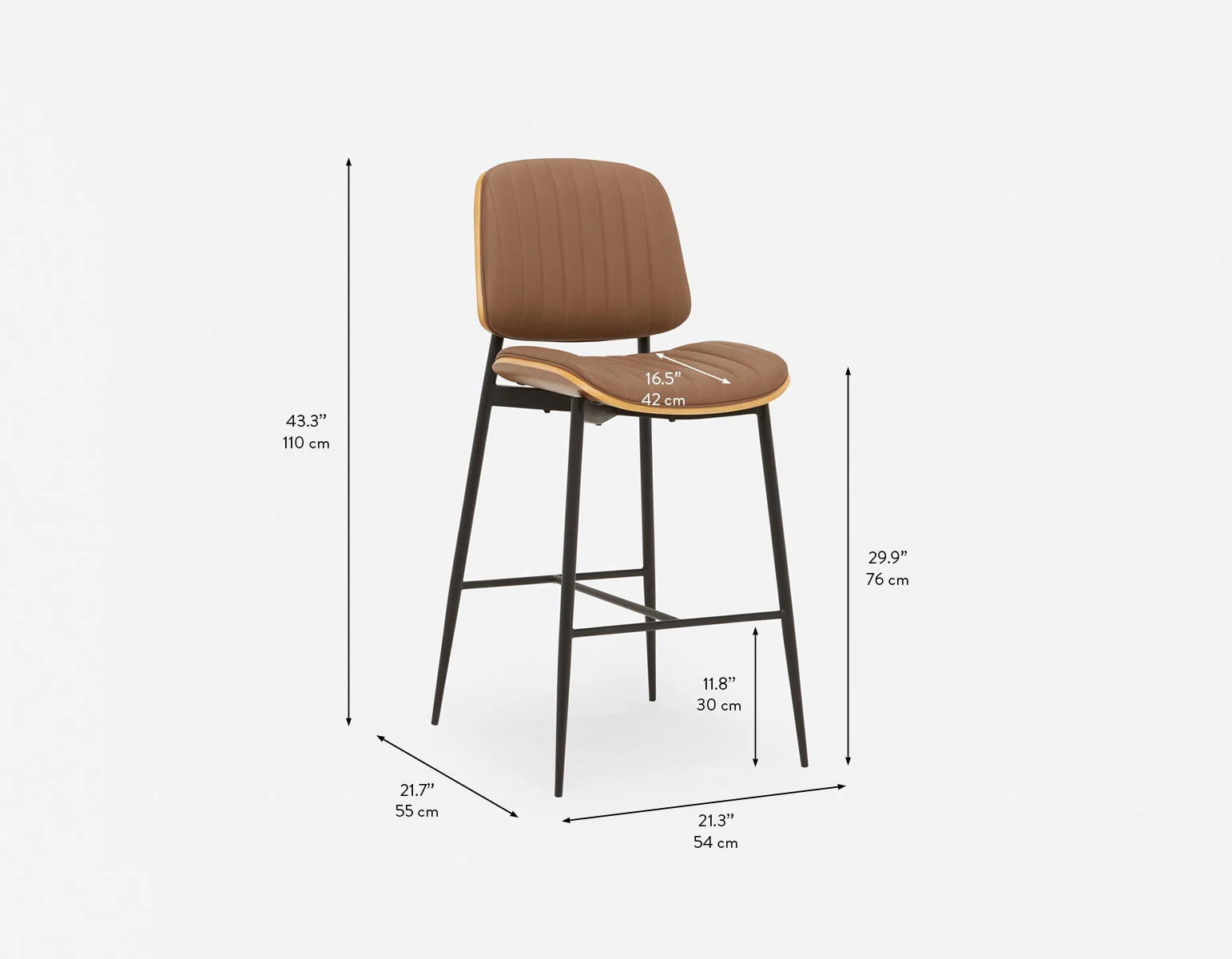 BEHARA — Mid-century modern retro bar stool 76 cm - Image 11