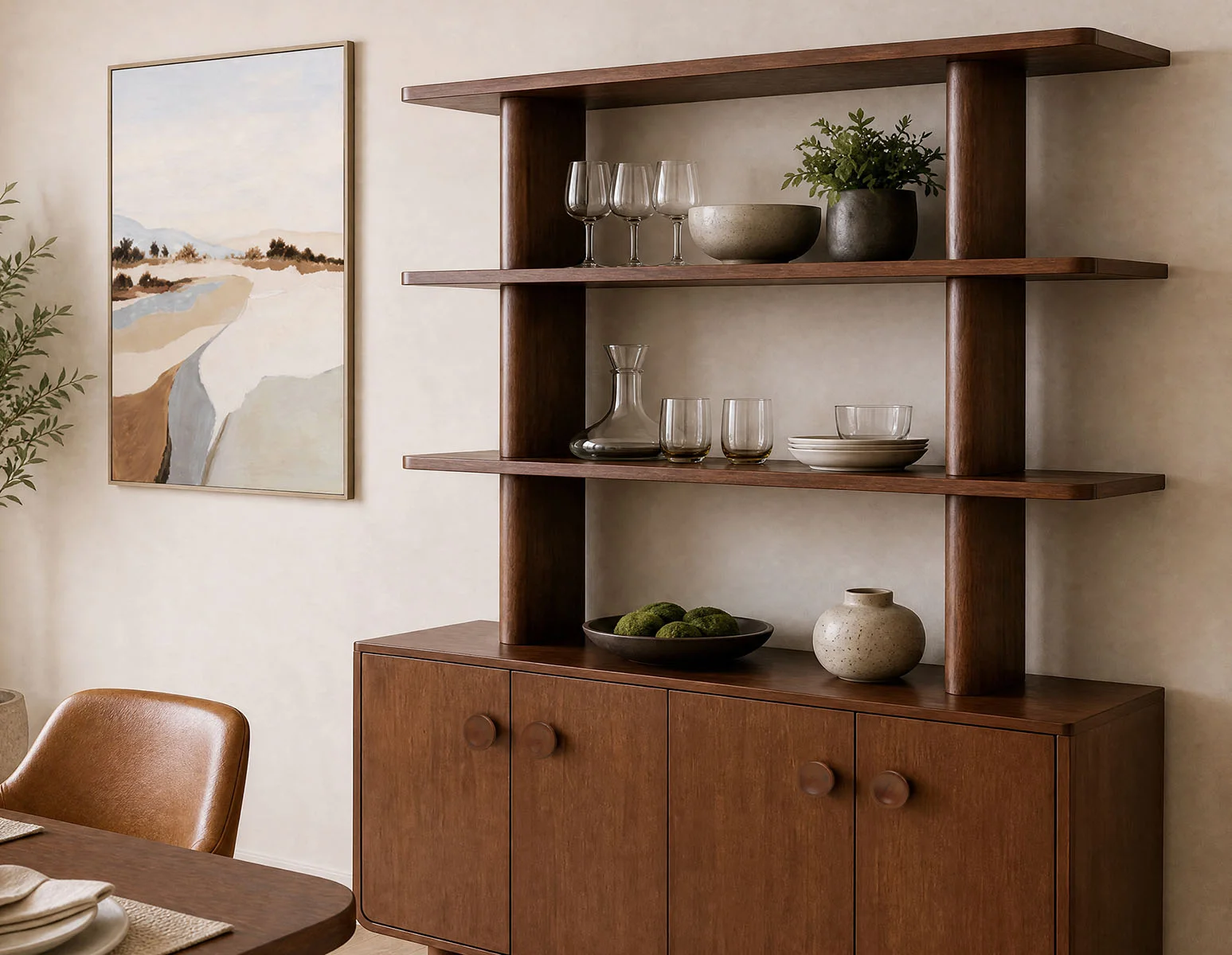 PALMO — Modern-retro 3-tier hutch shelf 165cm