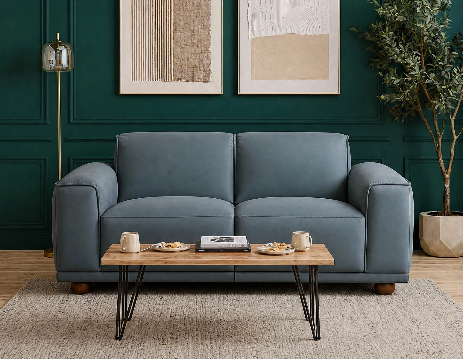 VIGO — 100% leather apartment sofa (71-99-64-12-D)
