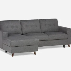 RENEE — Mid-century modern left-facing sectional sofa-bed with storage (91-23-69-02)