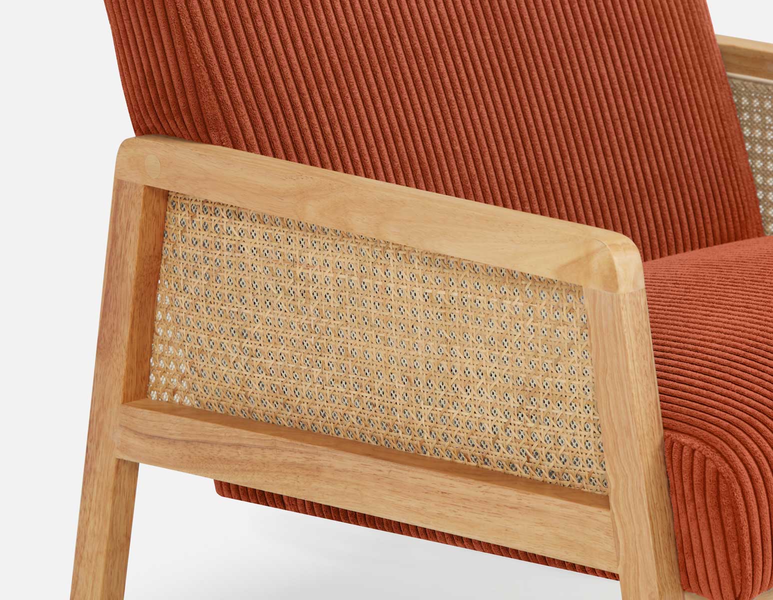 BECKETT — Armchair with corduroy and rattan accents (58-39-40-45) - Image 6