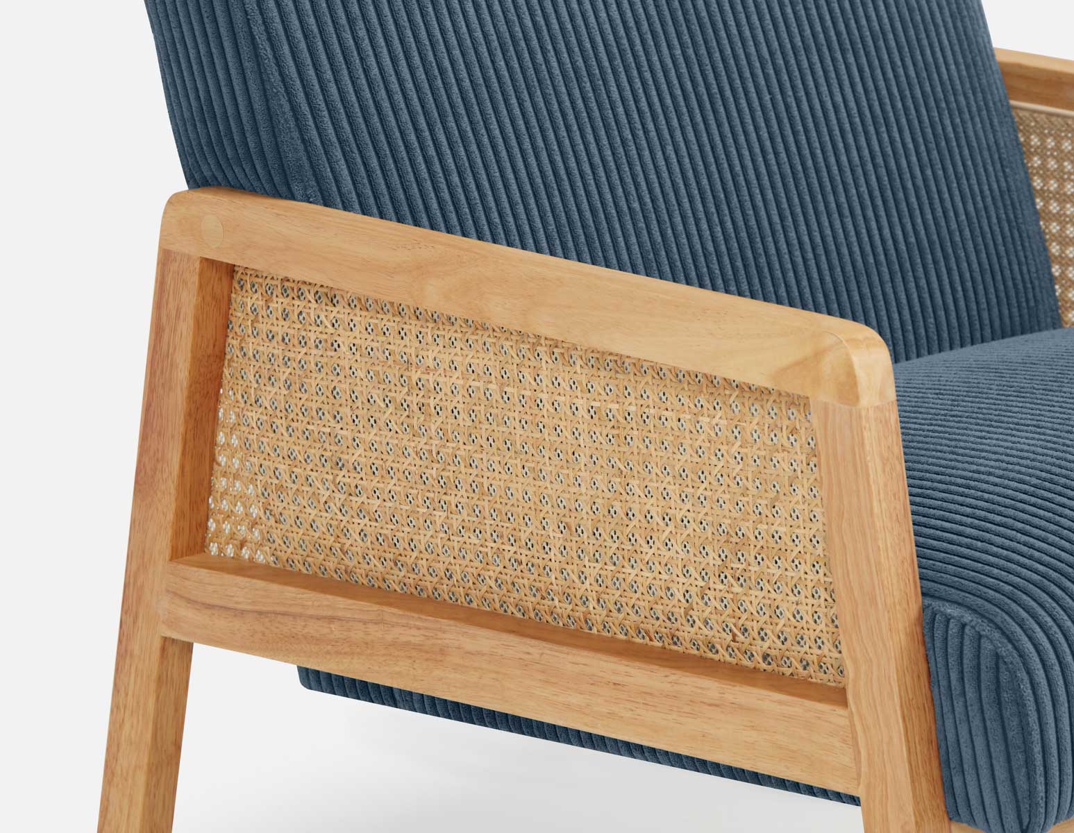 BECKETT — Armchair with corduroy and rattan accents (58-39-40-60-D) - Image 6