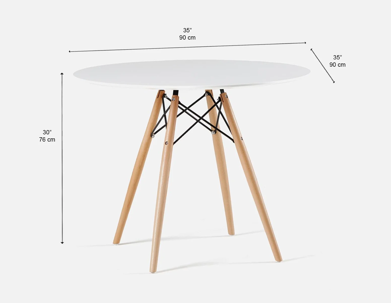 EIFFEL — Round lacquered dining table with solid beech wood legs 90 cm - Image 6