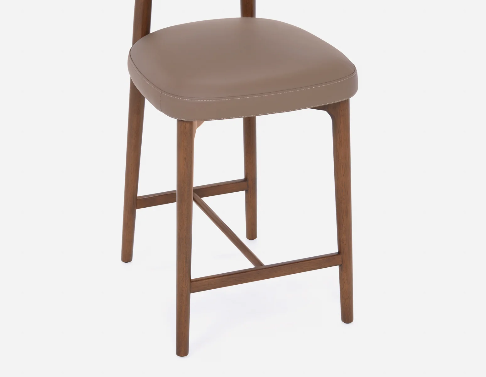SEVILLE — 100% leather mid-century counter stool 66cm (45-12-99-93) - Image 7