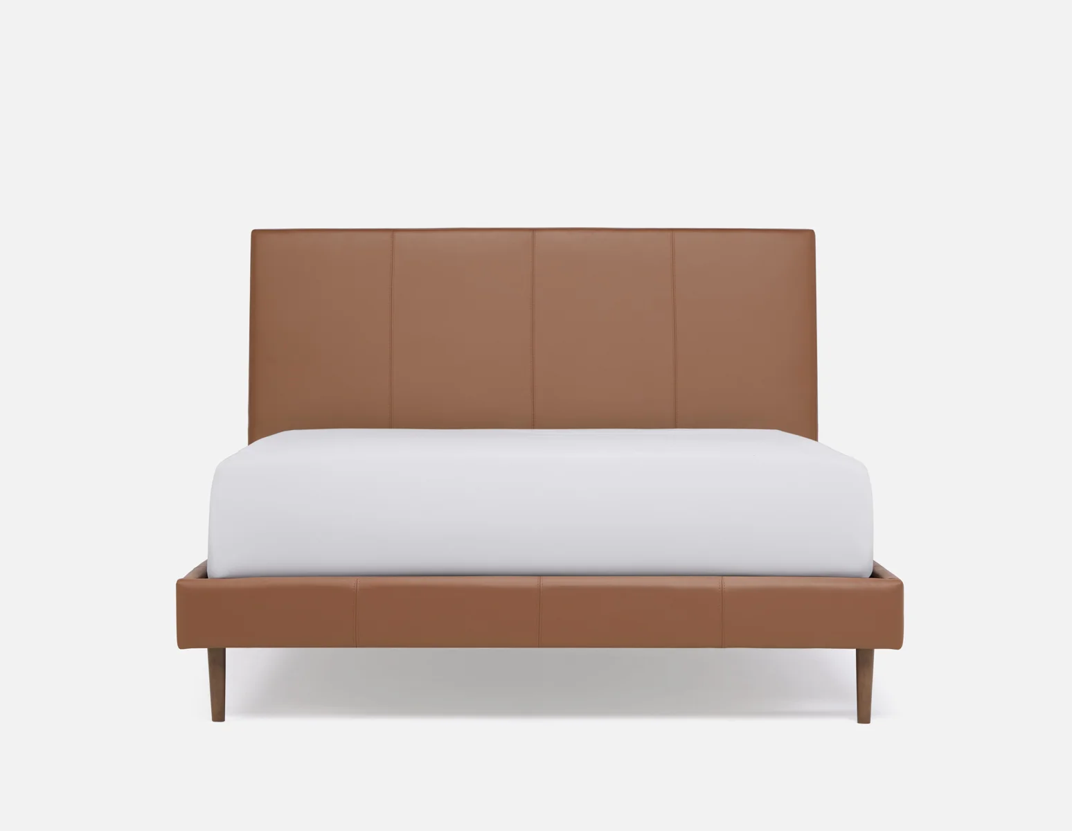 JAVIER — Mid-century modern 100% leather queen size bed (64-99-88-31) - Image 8
