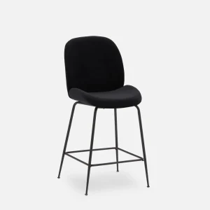 JUDITH — Velvet counter stool with backrest 68 cm (77-45-45-20)