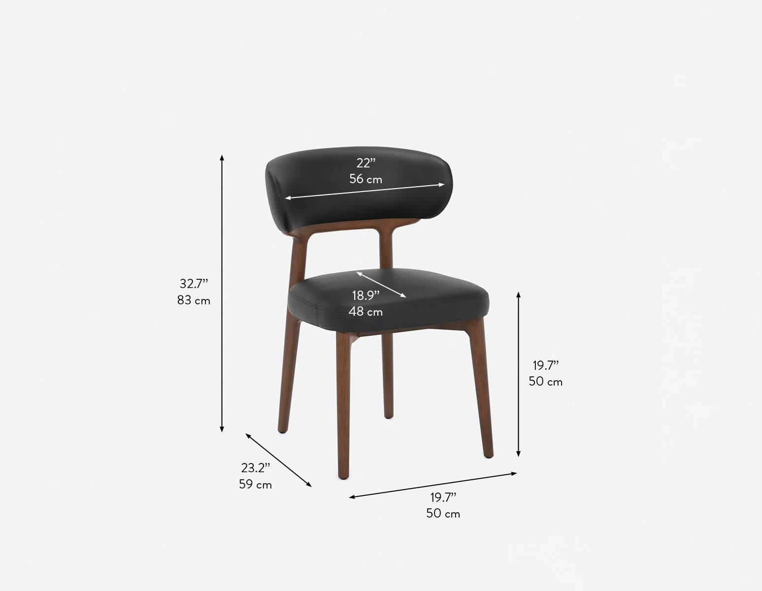 SEVILLE — 100% leather mid-century dining chair (48-33-04-20) - Image 12