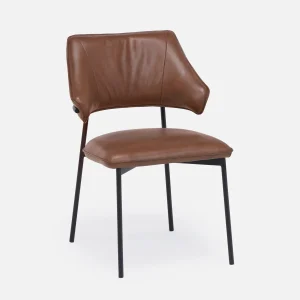 PALMA — 100% leather mid-century modern dining chair