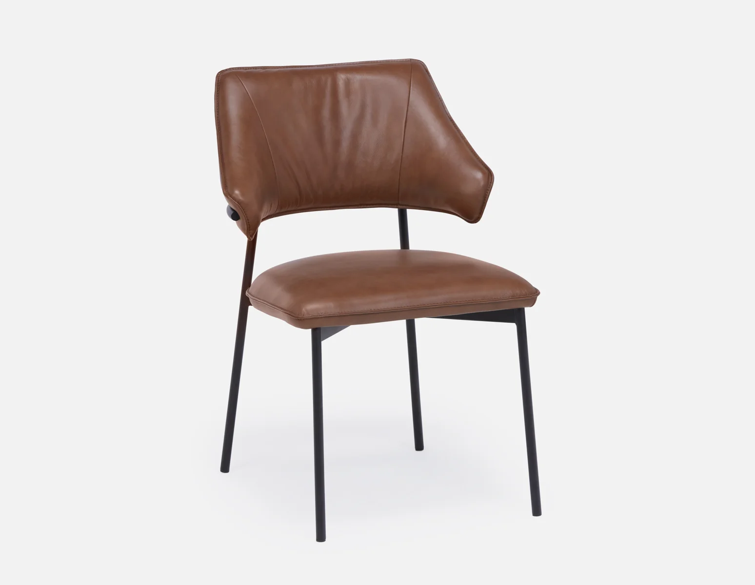 PALMA — 100% leather mid-century modern dining chair
