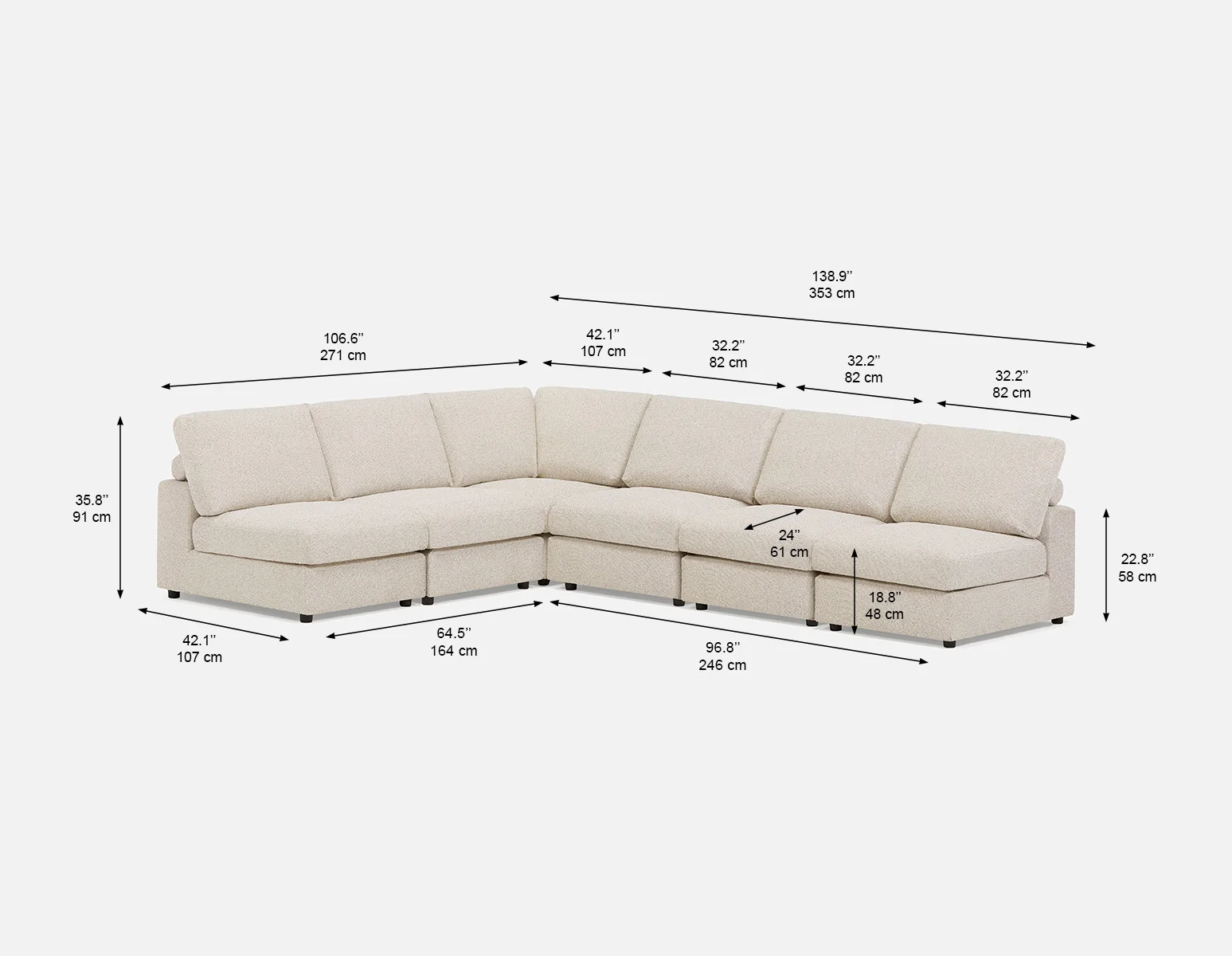 OLISA — 6-pc modular interchangeable sofa (41-61-15-95) - Image 8