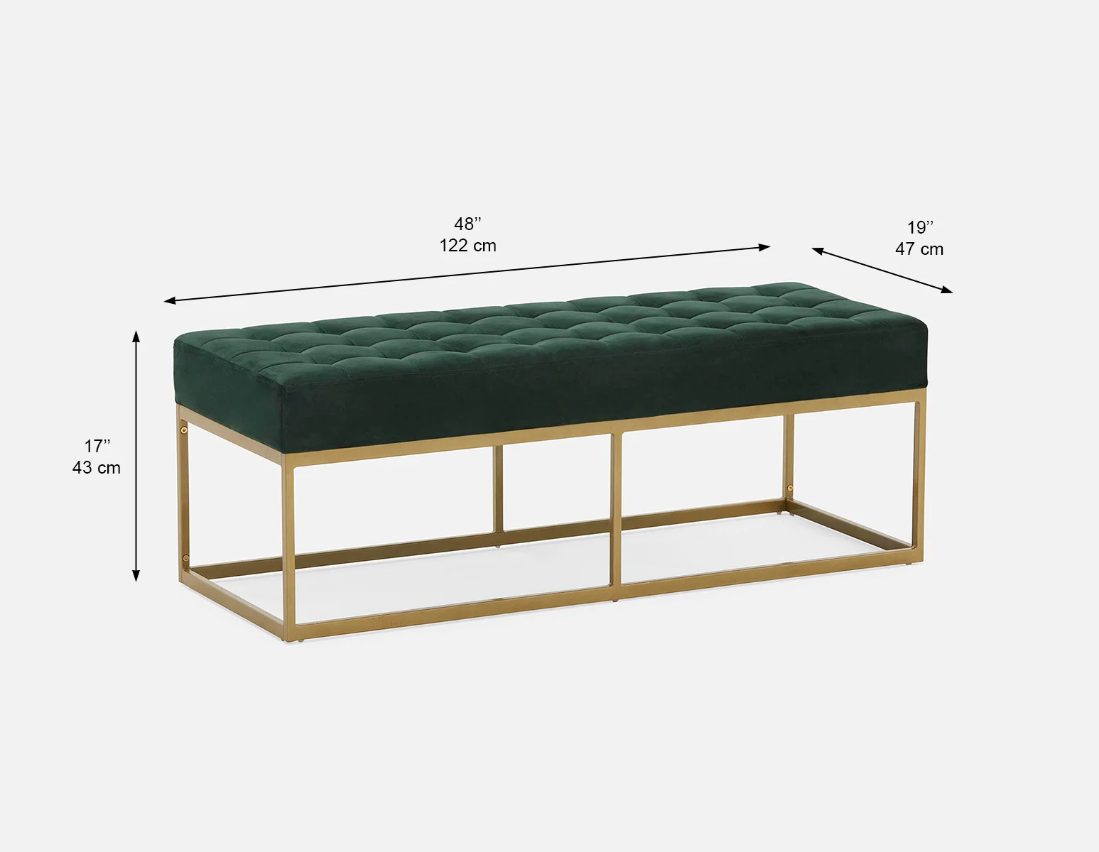 TADEO — Tufted velvet bench 122 cm (21-10-58-70) - Image 6