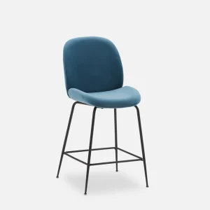 JUDITH — Velvet counter stool with backrest 68 cm (77-45-45-60)