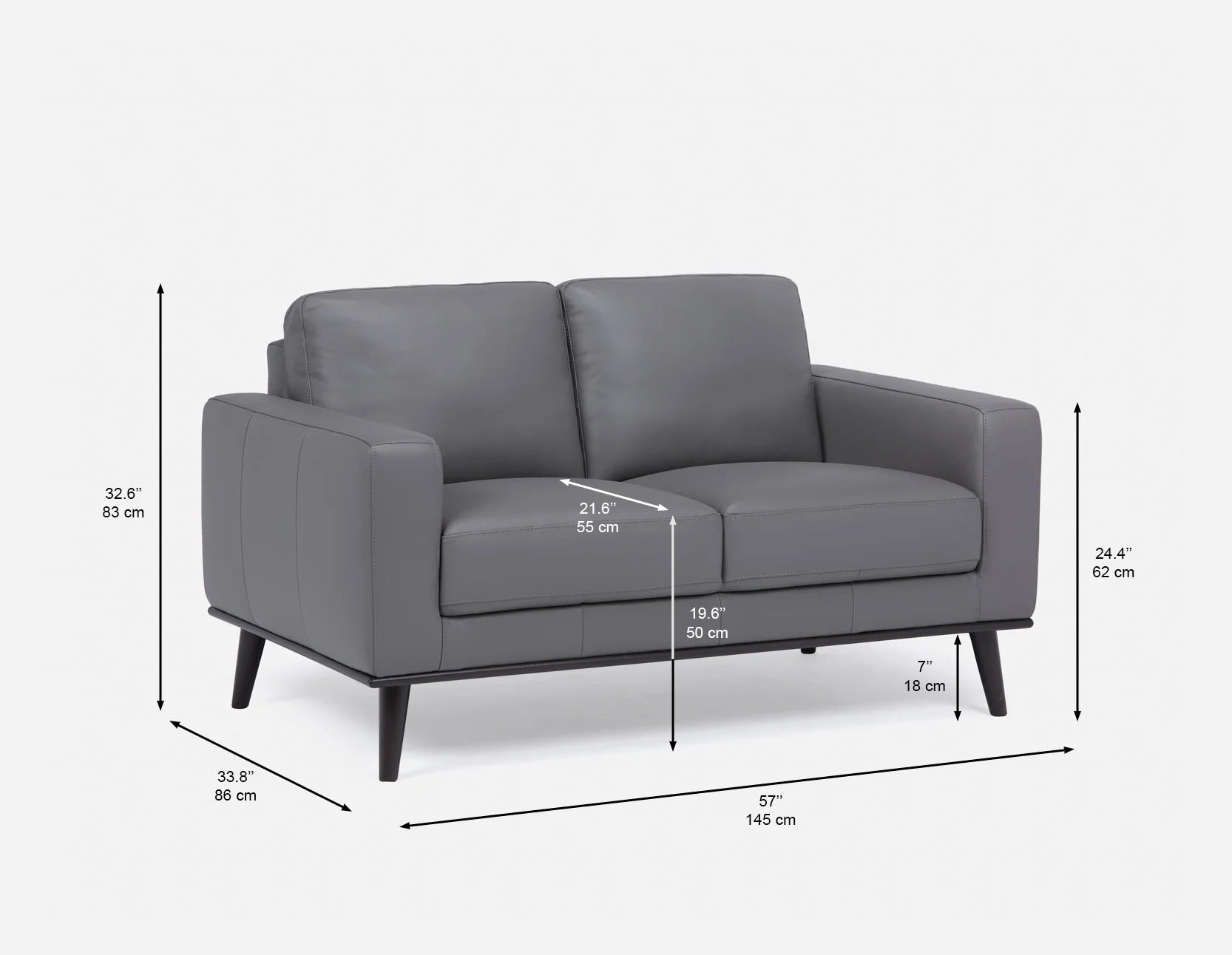BETTA — 100% leather mid century loveseat (24-76-17-30) - Image 11