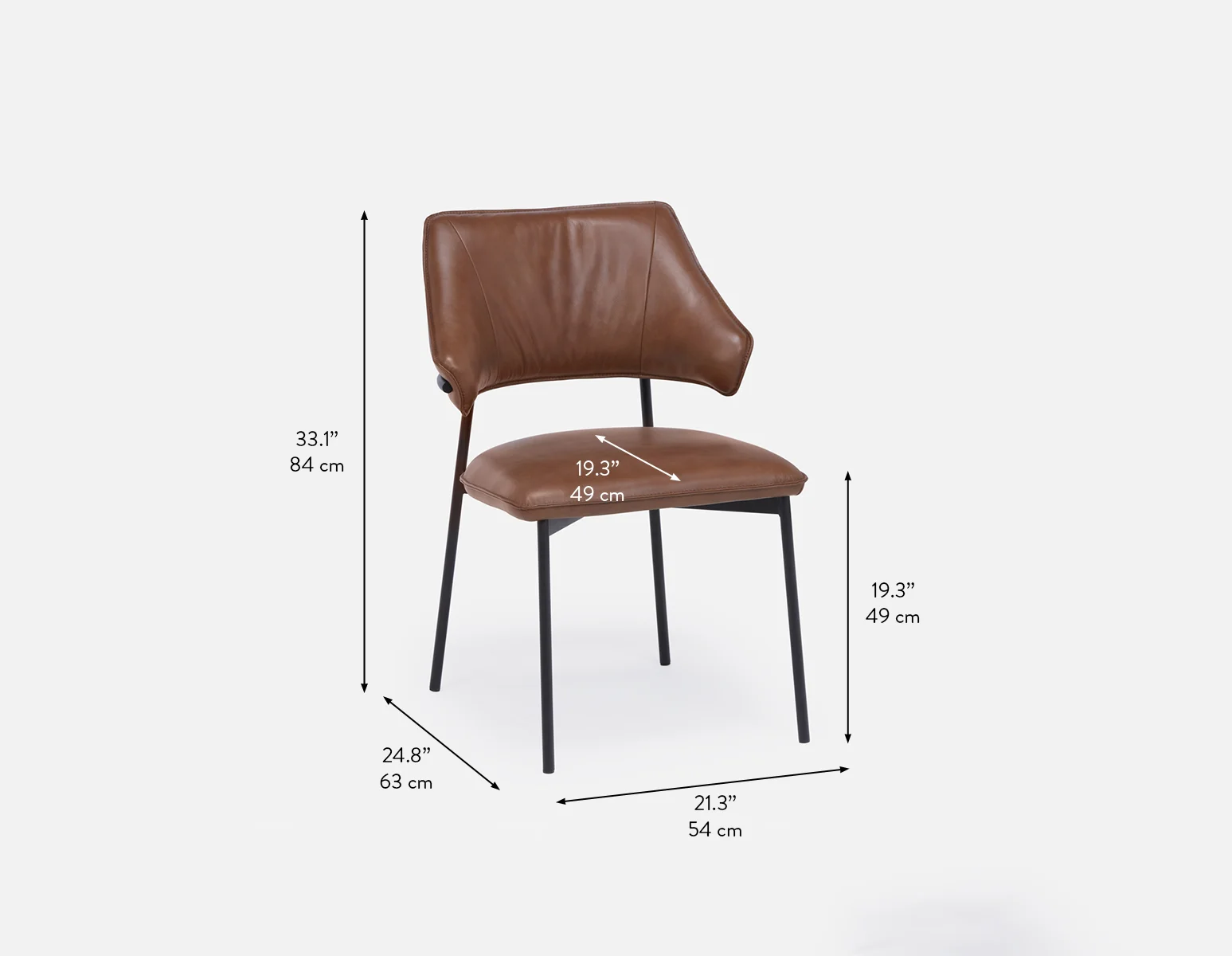 PALMA — 100% leather mid-century modern dining chair - Image 10
