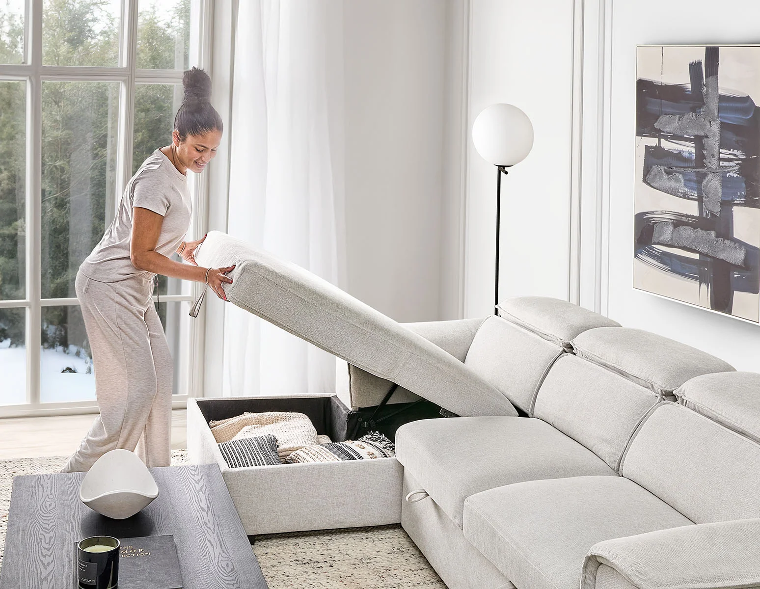 ODETTE — Contemporary left-facing sectional sofa-bed with storage (09-05-14-95) - Image 20